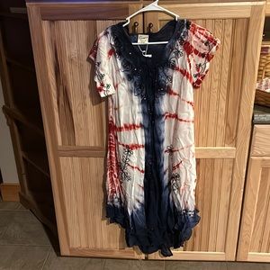 Exist women’s dress, NEW and One Size, red, white and blue colors